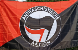 ANTIFA (Anti-Fascist) Syndicalist (red and black) Flag - 5 x 3ft