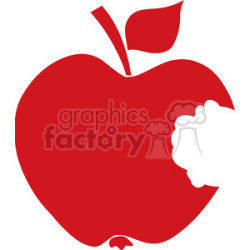 12910 RF Clipart Illustration Bitten Apple Red Silhouette clipart.  Royalty-free clipart # 385121