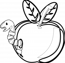 Apple black and white rg 1 cartoon apple with worm black ...