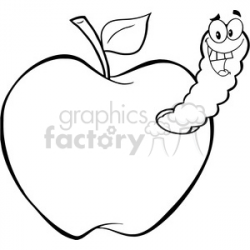 4937-Clipart-Illustration-of-Happy-Worm-In-Apple clipart. Royalty-free  clipart # 385258
