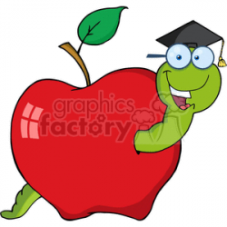 4266-Happy-Graduate-Worm-In-Apple clipart. Royalty-free clipart # 382302