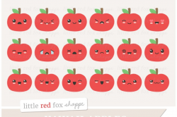 Kawaii Apple Clipart ~ Illustrations ~ Creative Market