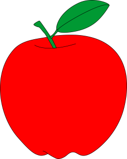 HD Red Apple With Green Leaf Free Vector Clipart - Printable Red ...