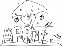 Black and White Month of April Rain Clip Art - Black and ...