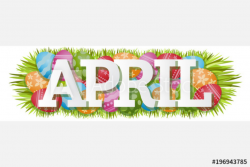 April Single Word Easter Eggs Banner Vector Illustration 1 - Buy ...