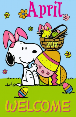 Snoopy Welcome April | SNOOPY | Snoopy, Snoopy images, Charlie brown ...