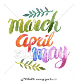 Vector Stock - Hand drawn watercolor march april may made with brush ...