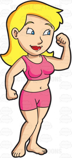 A woman flexing her arm muscles #cartoon #clipart #vector ...