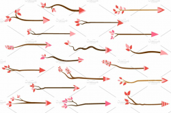 Cute tree branch arrow clipart set