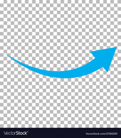 Blue arrow icon on transparent background flat
