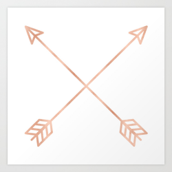 Rose Gold Arrows on White Art Print