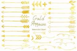 Hand drawn gold arrows, arrows clipart, arrow doodle instant download  scrapbook