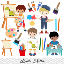 Digital Little Artist Boy Clip Art, Boy Art Party Clip Art, Painting Boy  Clipart