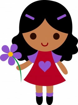 My clip art of a little girl holding a purple flower | Sweet Clip ...