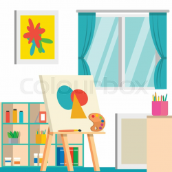 Art studio design interior, vector ... | Stock vector ...