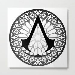 Assassin\'s Creed Logo Notre Dame Metal Print by whysofabbro