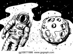 Vector Stock - Illustration of astronaut with moon. Clipart ...