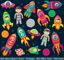 Space Astronaut Clipart Clip Art, Retro Rocketship Spaceship ...