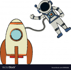 Spaceship with astronaut cartoon