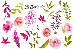 August Roses Watercolor Clip Art #Watercolor#Roses#August ...