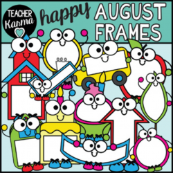 August Frames Clipart, Holiday Borders