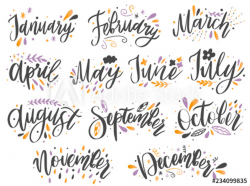 Handwritten names of months: December, January, February, March ...