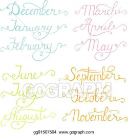 Vector Clipart - Handwritten months of the year: december, january ...