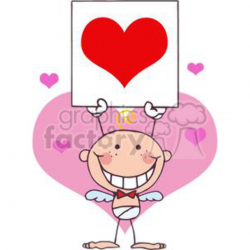 A Blond Baby Boy Stick Cupid with Banner clipart. Royalty-free clipart #  378651