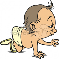 A Baby Boy Crawling wearing a Yellow Diaper clipart. Royalty-free clipart #  156389