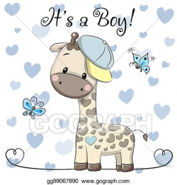 Vector Illustration - Baby shower greeting card with cute giraffe ...
