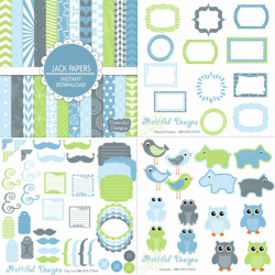 Digital Scrapbook Baby Boy Kit Scrapbooking Paper Digital Frame ...