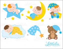 Sleepy baby boy - baby clipart - sleep clipart - 15090 | Products ...