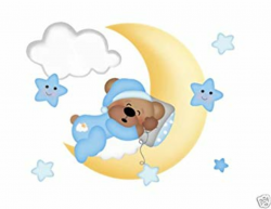 Amazon.com: Teddy Bear Mural Wall Decal Baby Boy Nursery Cloud Moon ...