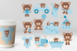 Baby boy blue teddy bear illustrations