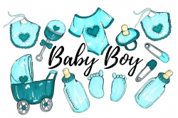 Watercolor Baby Boy Clipart