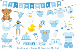 Blue Baby Clipart Set ~ Graphic Objects ~ Creative Market