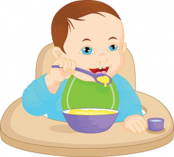 Baby Boy Eating Baby Food premium clipart - ClipartLogo.com