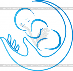 Baby and hand, pediatrician, midwife, logo - vector clipart