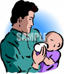 A Man Giving a Bottle To a Baby Clipart Picture