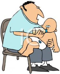 Royalty Free Clipart Image: A Man Feeding His Baby a Bottle