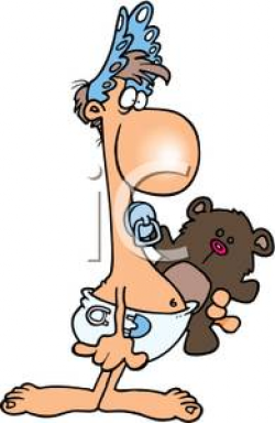 A Grown Man Pretending To Be a Baby - Clipart