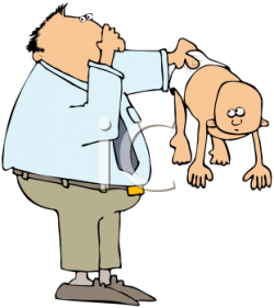 Royalty Free Clipart Image of a Man Holding a Baby With a Dirty ...
