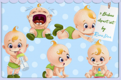Watercolor babies clipart set
