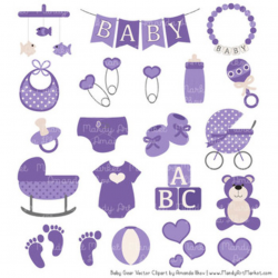 Oh Baby Clipart & Vectors Set in Purple