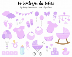 Purple Baby Girl Clipart