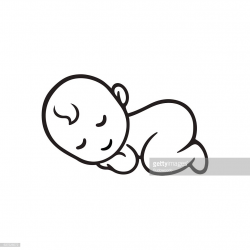 Sleeping baby silhouette, stylized line logo. Cute simple vector ...