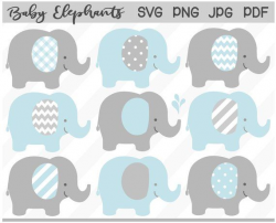 Baby Elephant SVG – blue gray elephant clipart - boy baby ...