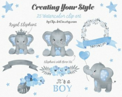 Baby Blue Gray Elephant Clipart collection 1da