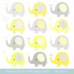 Pin by Etsy on Products | Baby shower yellow, Clip art, Elephant