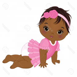 Photostock Vector Vector Cute African American Baby Girl Crawling ...